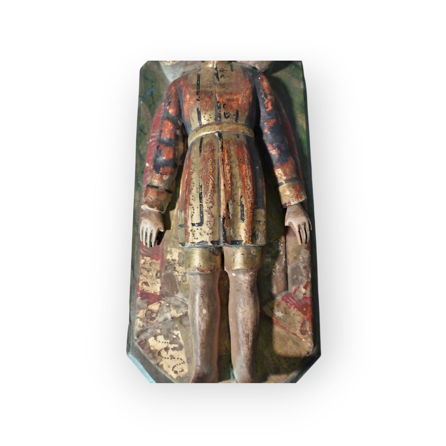 Early 19th-Century Antique Carved Wood & Polychrome Tomb Effigy of a Knight | Folk Art
