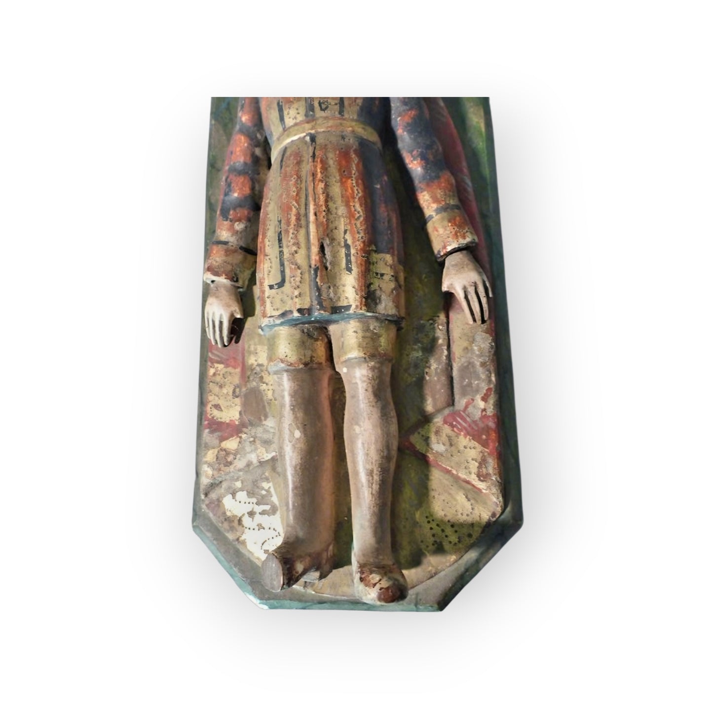 Early 19th-Century Antique Carved Wood & Polychrome Tomb Effigy of a Knight | Folk Art