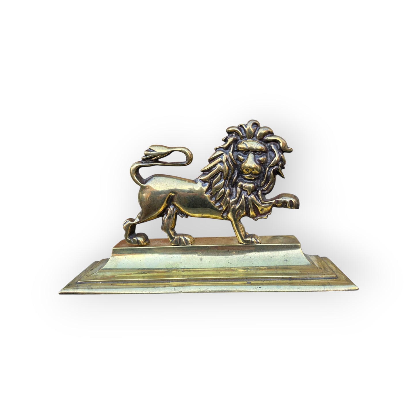 19th Century English Antique Brass Lion - Fireplace Overmantel Decoration