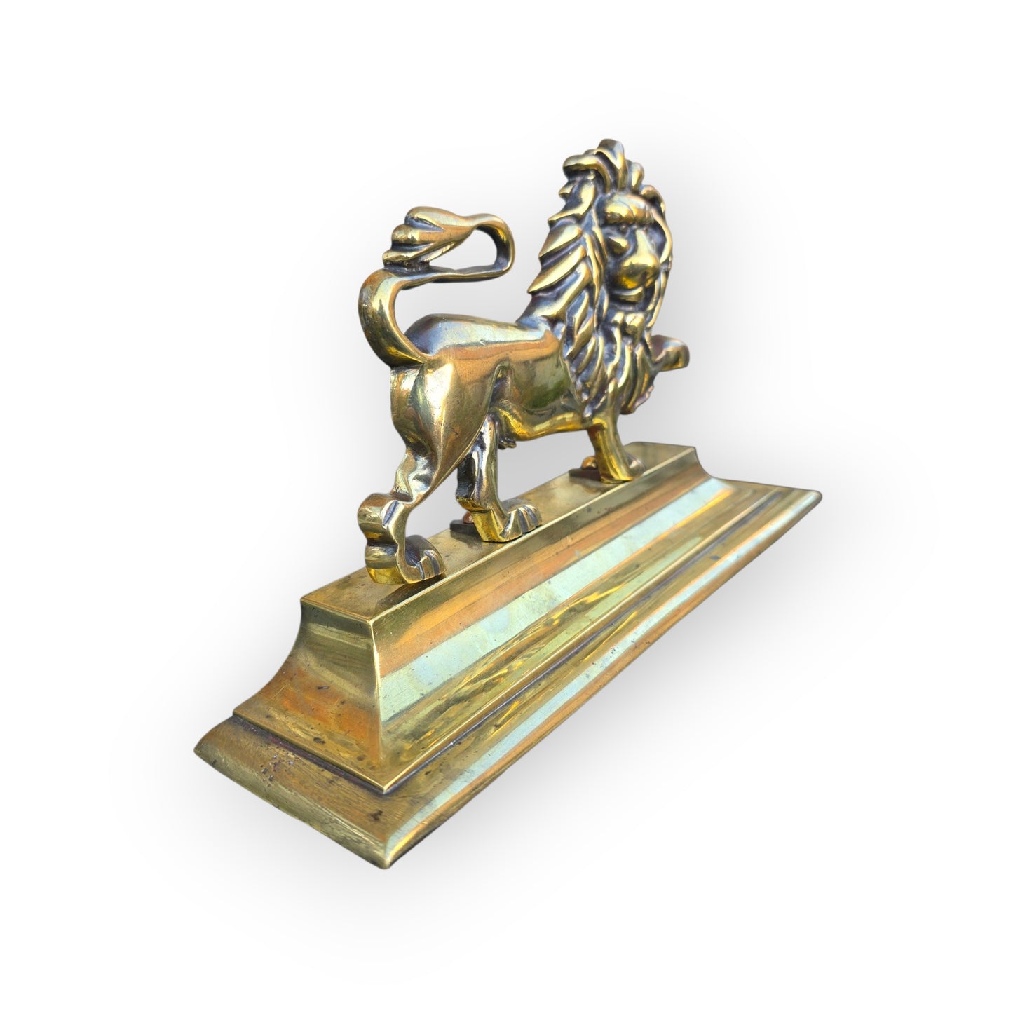 19th Century English Antique Brass Lion - Fireplace Overmantel Decoration