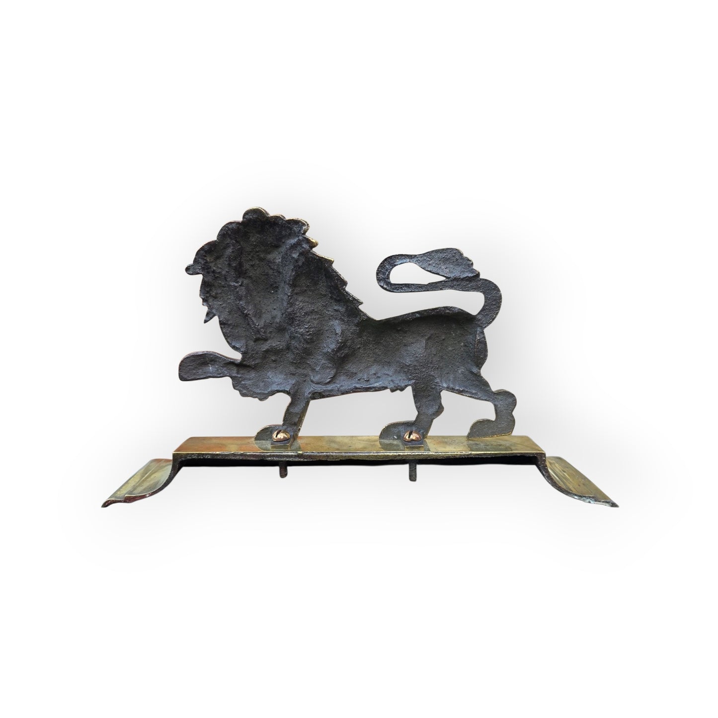 19th Century English Antique Brass Lion - Fireplace Overmantel Decoration