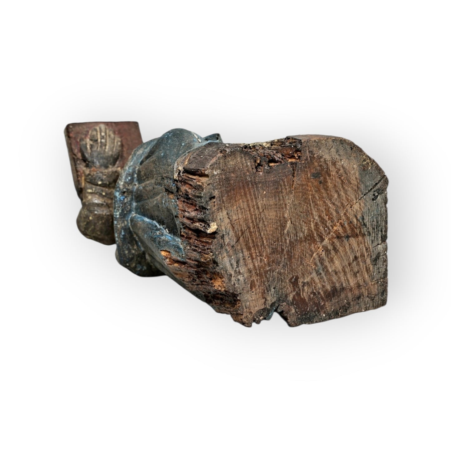 A Late 17th Century Baroque Period Antique Carved Wooden Sculpture of Christ With a Praying Angel in Original Polychrome