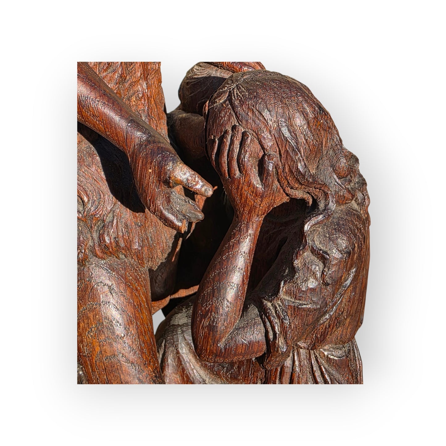 16th-Century - Late Renaissance Period - Antique Carved Oak Sculpture of The Baptism of Christ