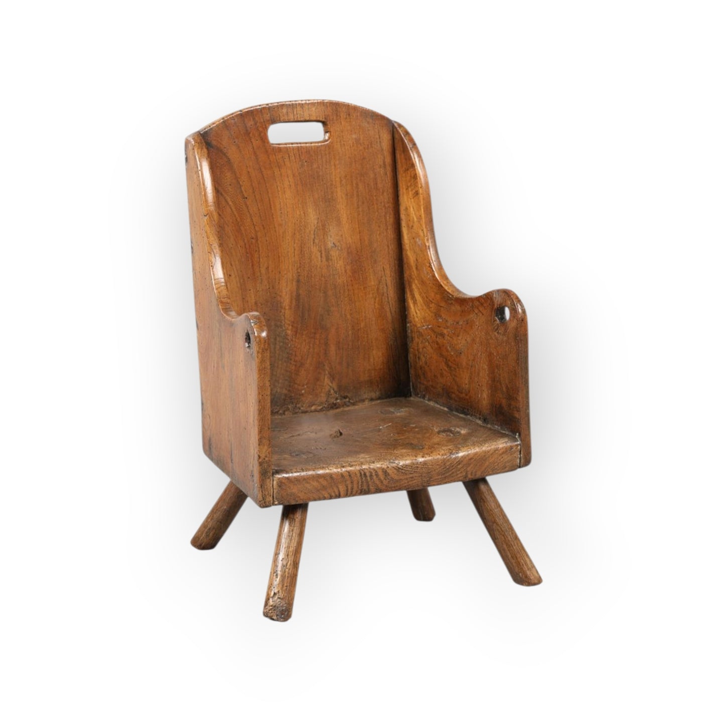 A Rustic / Primitive 18th-Century English Antique Elm Child's Chair