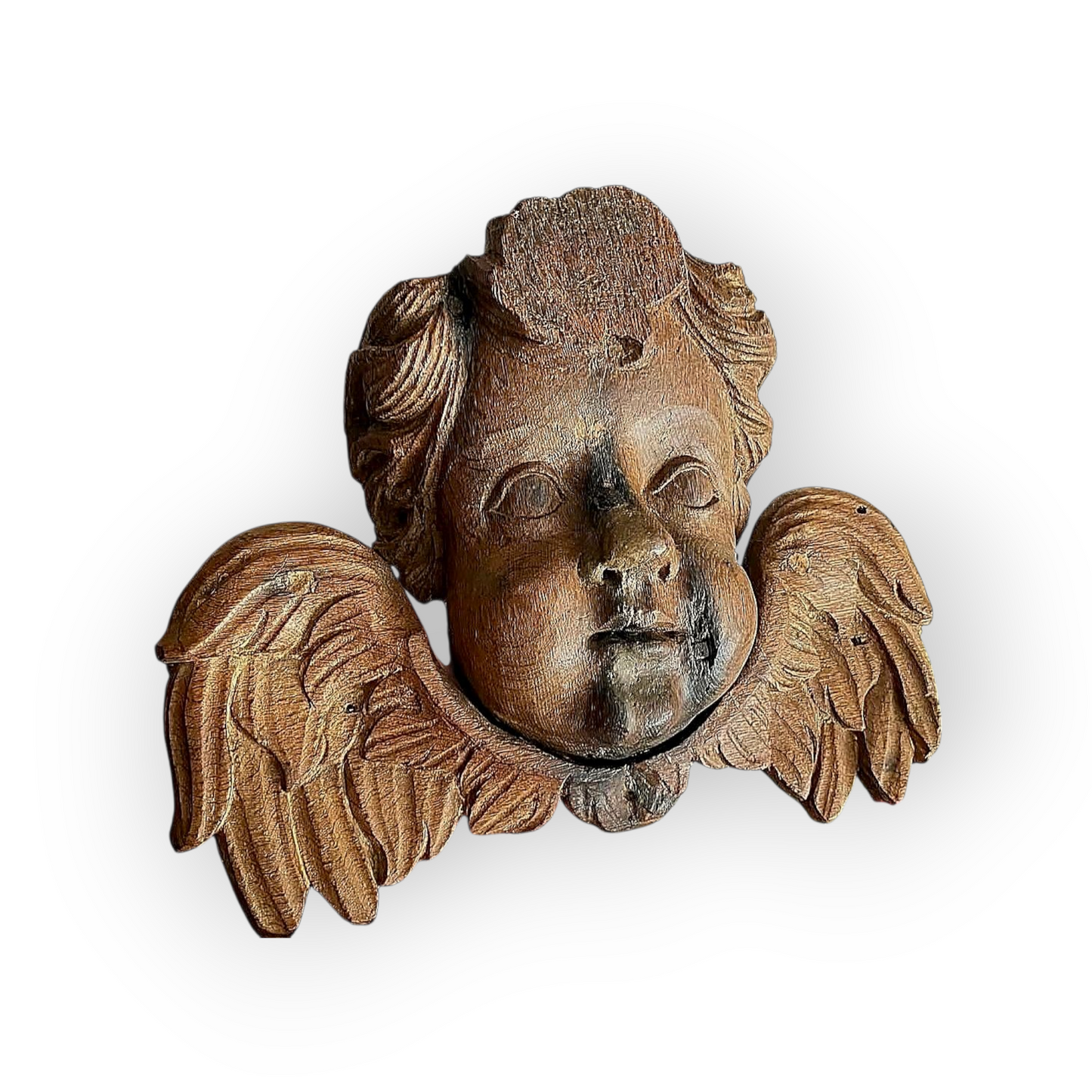 Large 17th-Century Antique Carved Oak Sculpture Of A Cherub