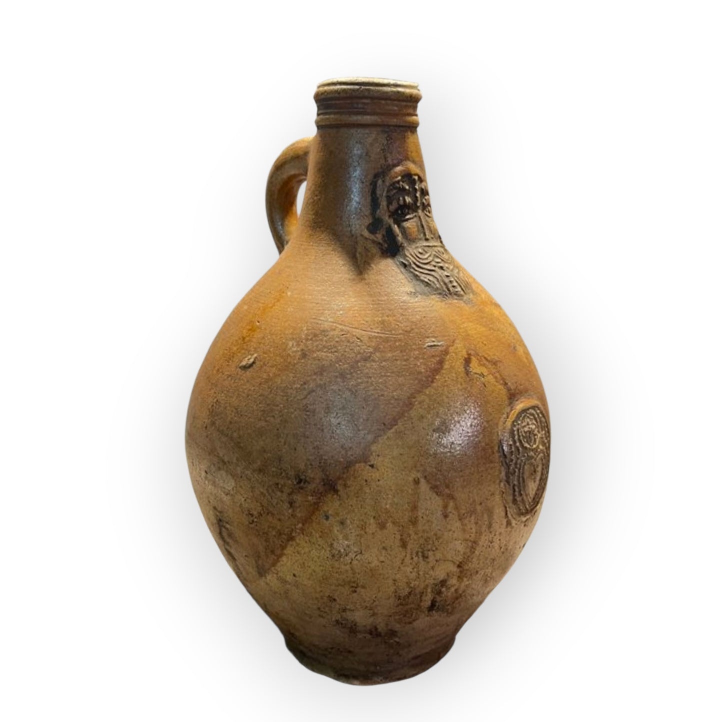 Large Mid-17th-Century German Antique Bellarmine Bartmann Stoneware Jug With Love Heart Medallion | Rhineland