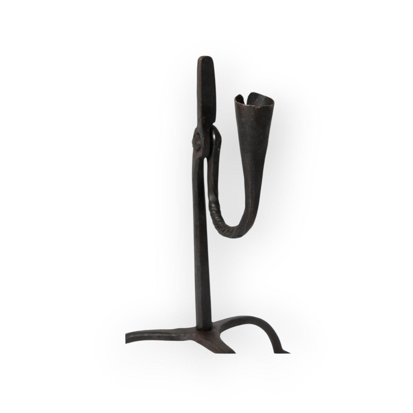 19th-Century Welsh Antique Iron Rushlight With Tripod Base