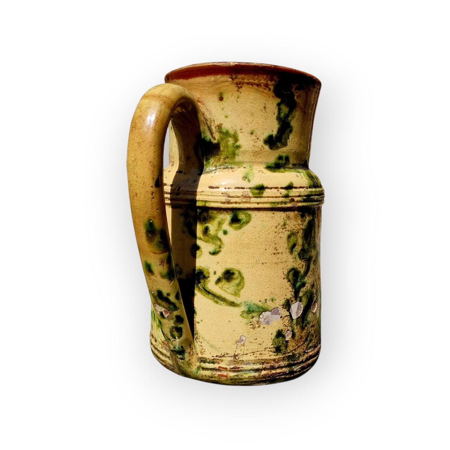 Mid 19th-Century French Antique Slipware Decorated Earthenware Jug / Pitcher