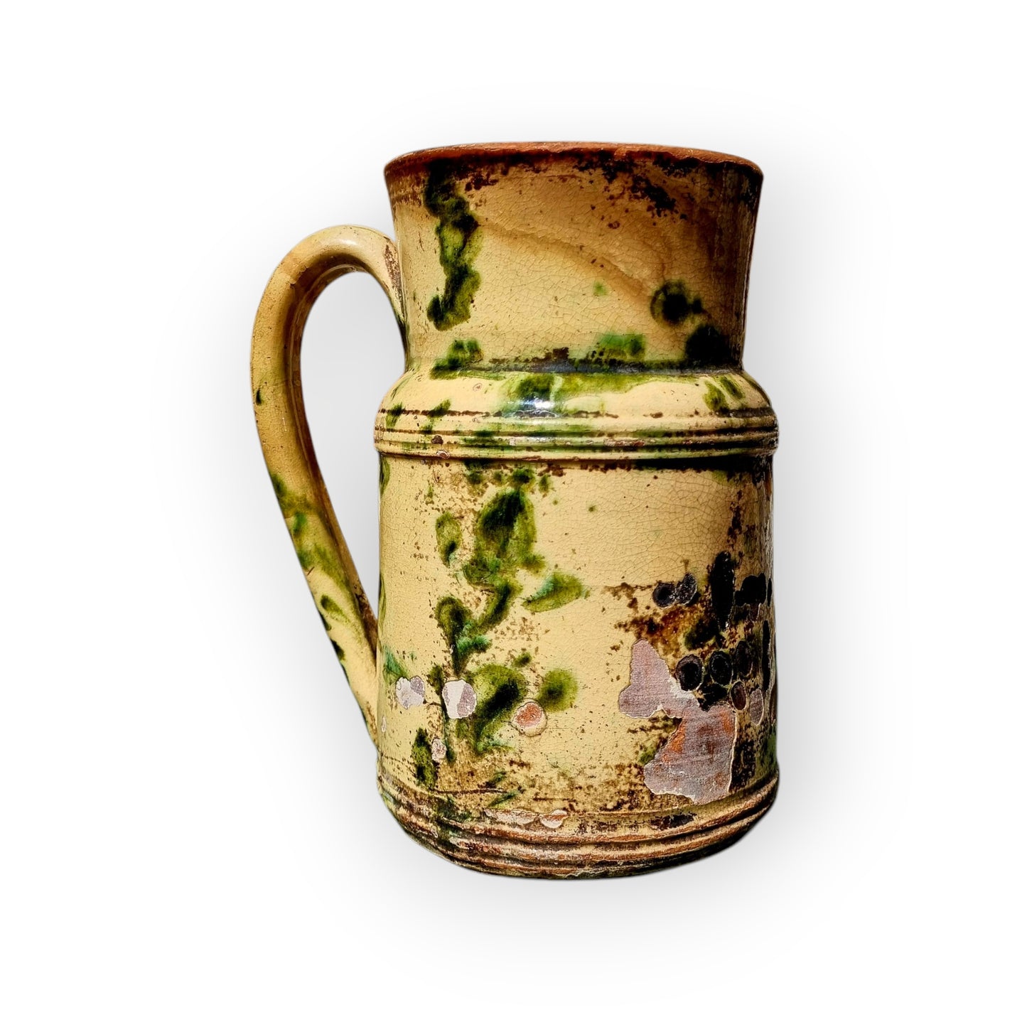 Mid 19th-Century French Antique Slipware Decorated Earthenware Jug / Pitcher