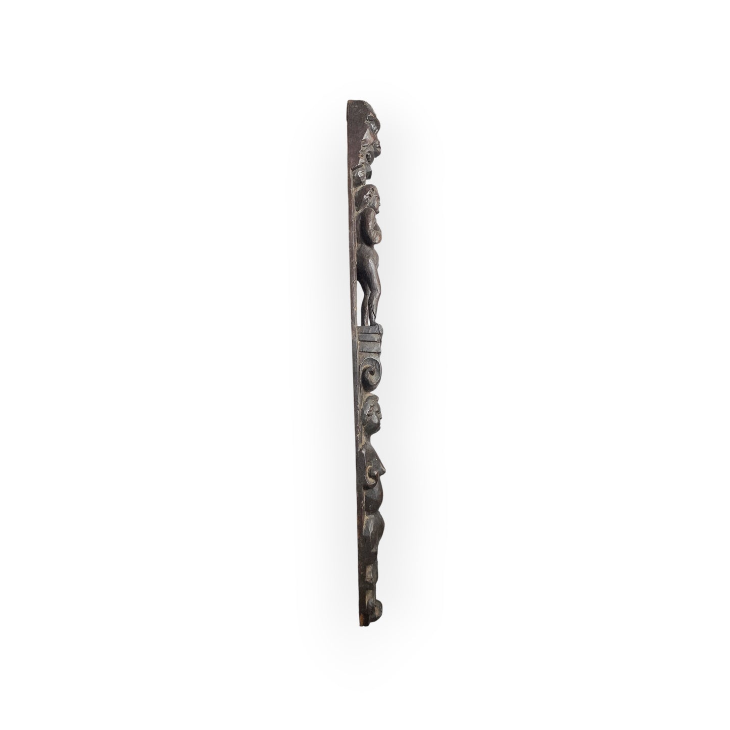 Mid 17th-Century Antique Carved Walnut Term / Appliqué of Elongated Form