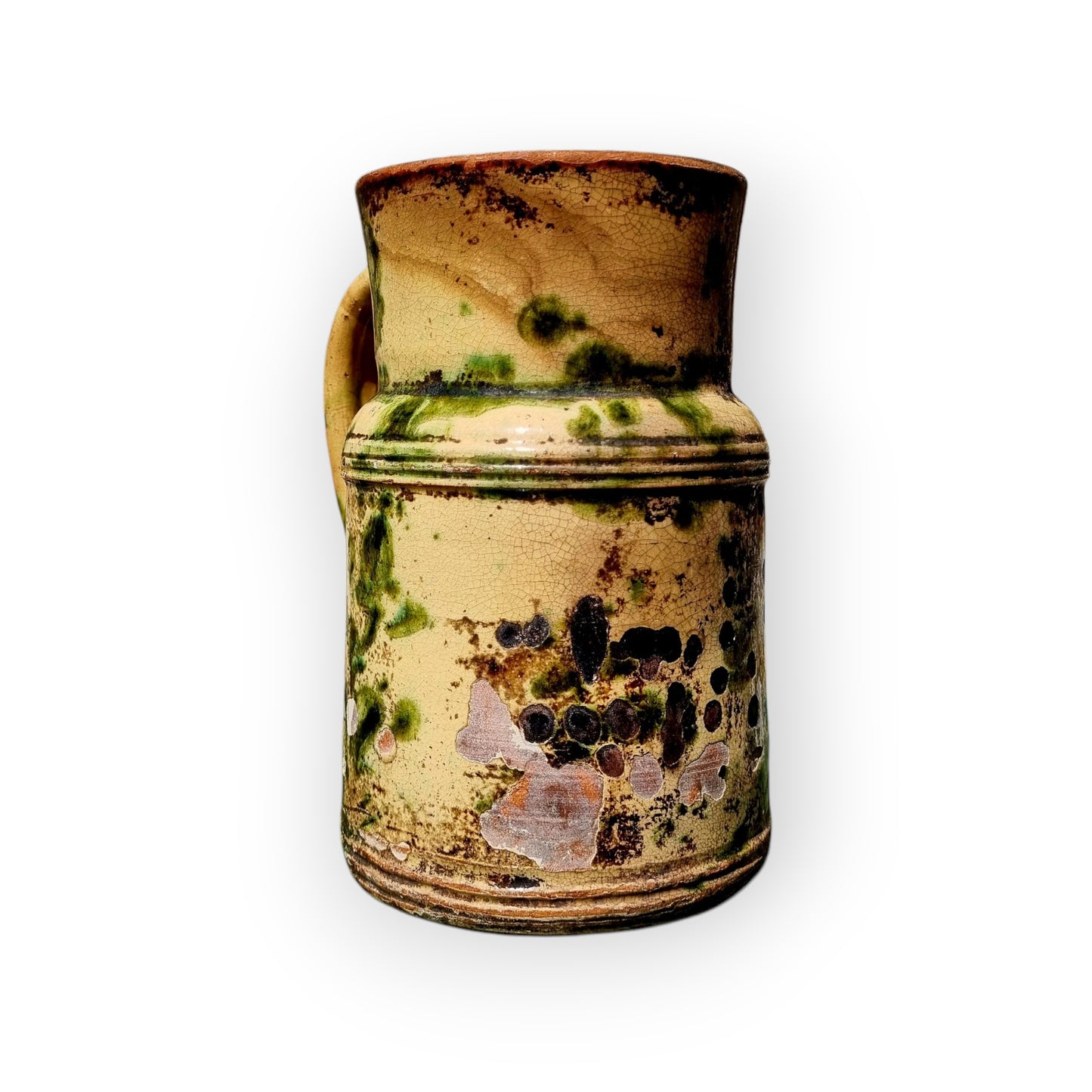 Mid 19th-Century French Antique Slipware Decorated Earthenware Jug / Pitcher