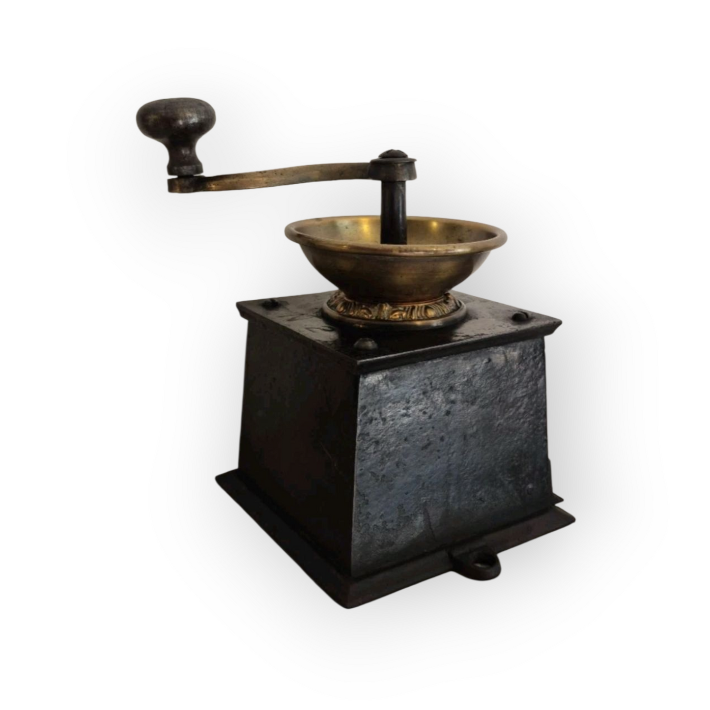 A Good Example Of A 19th-Century English Antique Cast Iron & Brass Coffee Grinder / Mill by J & J Siddons