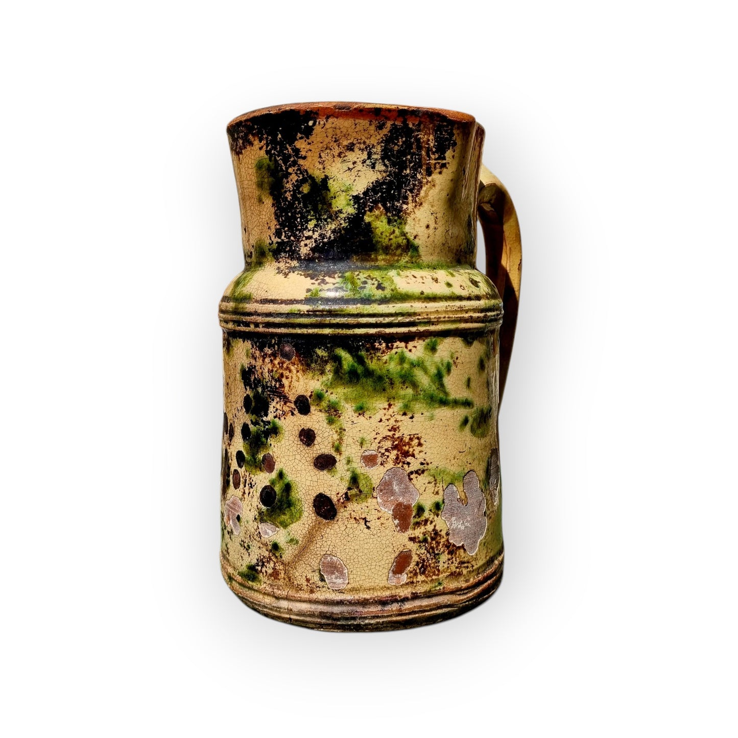 Mid 19th-Century French Antique Slipware Decorated Earthenware Jug / Pitcher