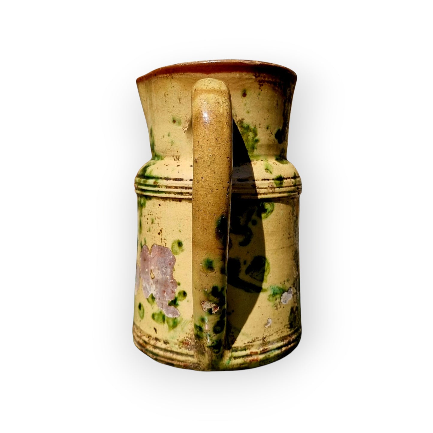 Mid 19th-Century French Antique Slipware Decorated Earthenware Jug / Pitcher