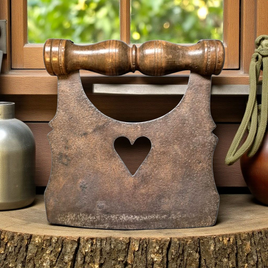 Antique Steel Herb Chopper with Walnut Handle – 18th Century Kitchen Tool