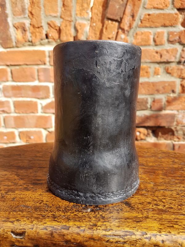 19th Century English Antique Leather Blackjack Drinking Tankard, Circa 1860-80