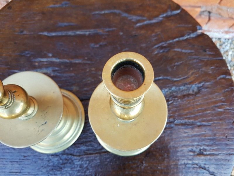Pair of 17th Century Antique Brass Heemskirk Candlesticks