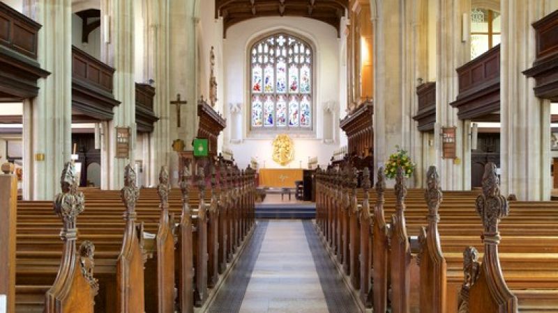 Ex Great St. Mary's Church, Cambridge - A Fine 16th Century Style, Mid-19th Century Made, English Antique Carved Oak Church Pew End with Poppy Finial and Dragon-Carved Elbow