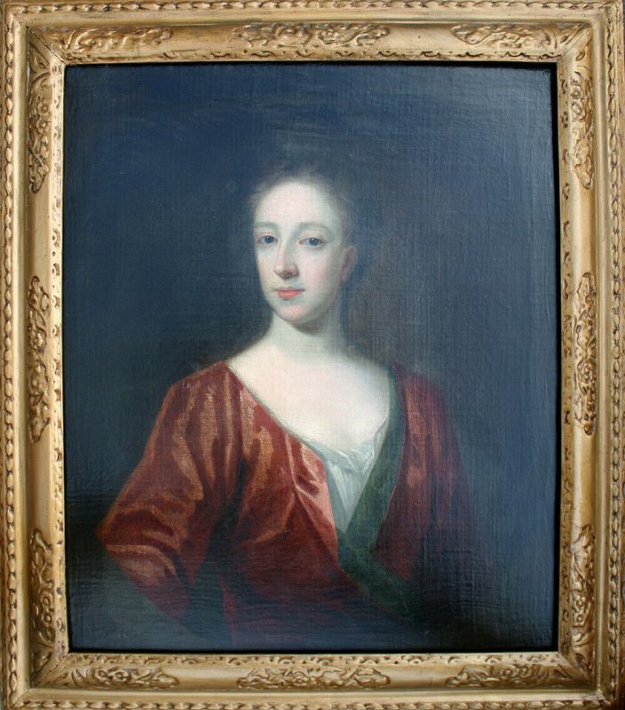 Previously Sold by Victor Needham Ltd - Follower of Sir Godfrey Kneller (1646-1723), An Early 18th Century English School Antique Oil on Canvas Portrait of a Lady Dated 1713