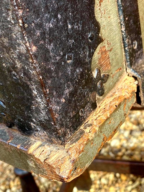 Early 17th Century Dutch Antique Painted Table Top Box with Two Lock Plates