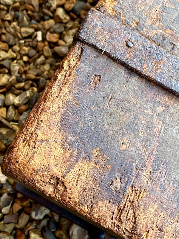 Early 17th Century Dutch Antique Painted Table Top Box with Two Lock Plates