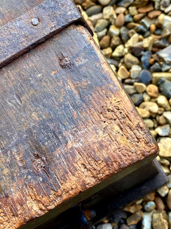 Early 17th Century Dutch Antique Painted Table Top Box with Two Lock Plates