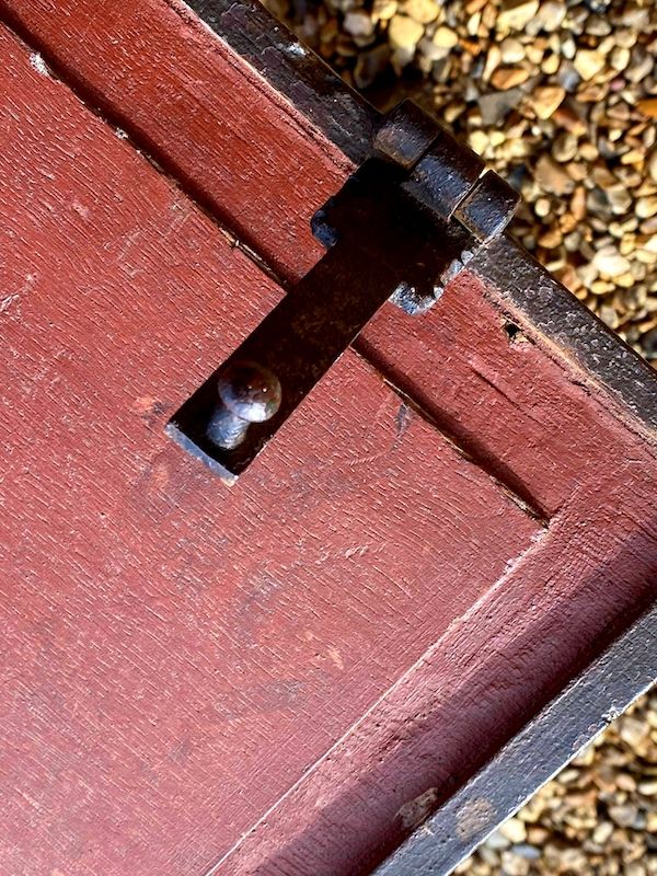 Early 17th Century Dutch Antique Painted Table Top Box with Two Lock Plates