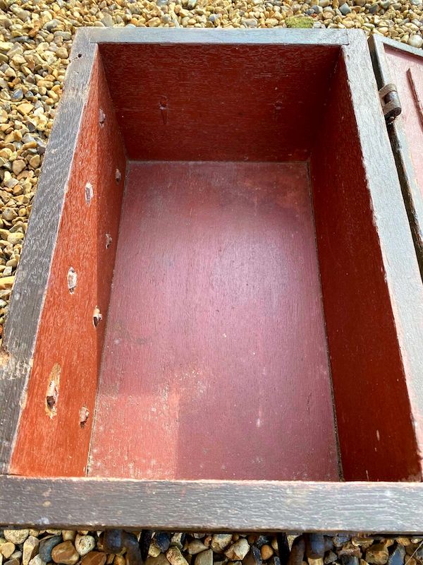 Early 17th Century Dutch Antique Painted Table Top Box with Two Lock Plates