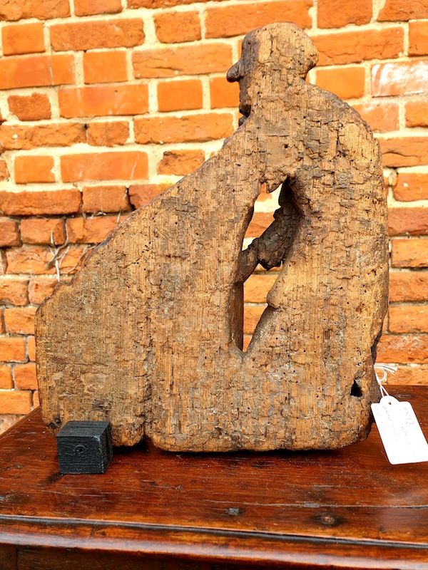 Mid 15th Century Antique Oak Wood Carving / Sculpture Depicting Joseph of Arimathea Placing Christ's Body in the Shroud, Circa 1450