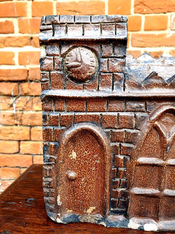 Large Mid-19th Century English Antique Folk Art Salt-glazed Money Box in the form of a Church