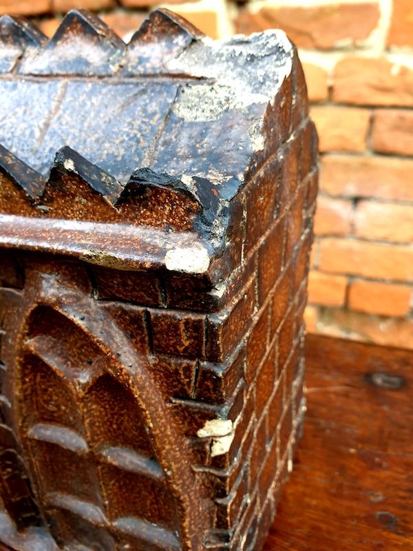 Large Mid-19th Century English Antique Folk Art Salt-glazed Money Box in the form of a Church