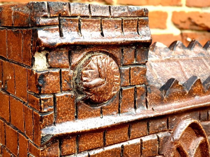 Large Mid-19th Century English Antique Folk Art Salt-glazed Money Box in the form of a Church