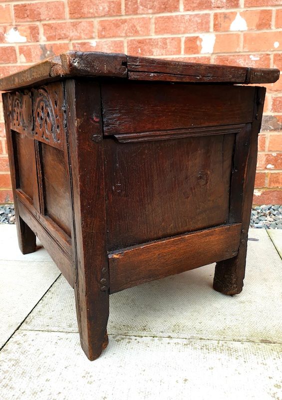 A Small 17th Century English Antique Oak Child's Chest or Coffer
