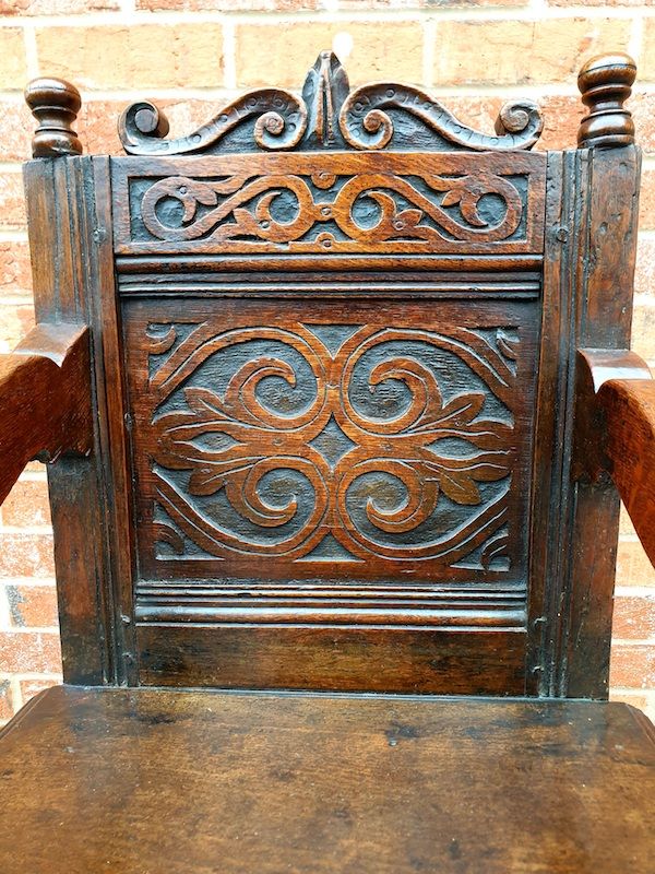 17th Century English Antique Oak Child's High Chair, Circa 1680