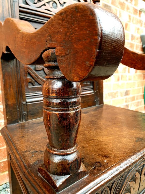 17th Century English Antique Oak Child's High Chair, Circa 1680