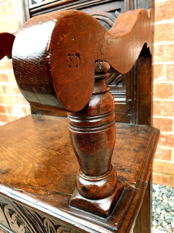 17th Century English Antique Oak Child's High Chair, Circa 1680
