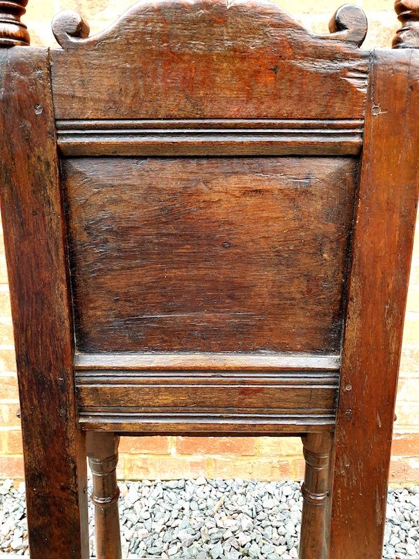 17th Century English Antique Oak Child's High Chair, Circa 1680