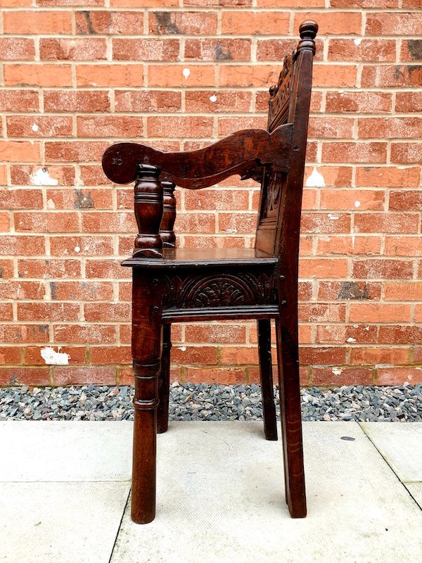 17th Century English Antique Oak Child's High Chair, Circa 1680