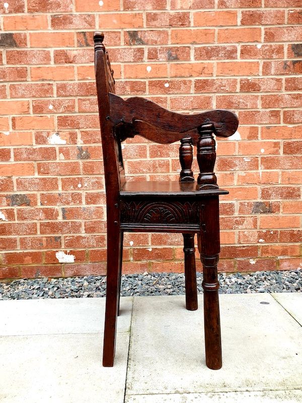 17th Century English Antique Oak Child's High Chair, Circa 1680
