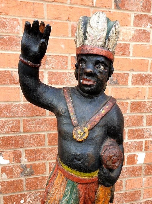 Rare Late 17thC English Antique Tobacco Advertising Sign Depicting A Carved Wooden Sculpture of a Blackamoor