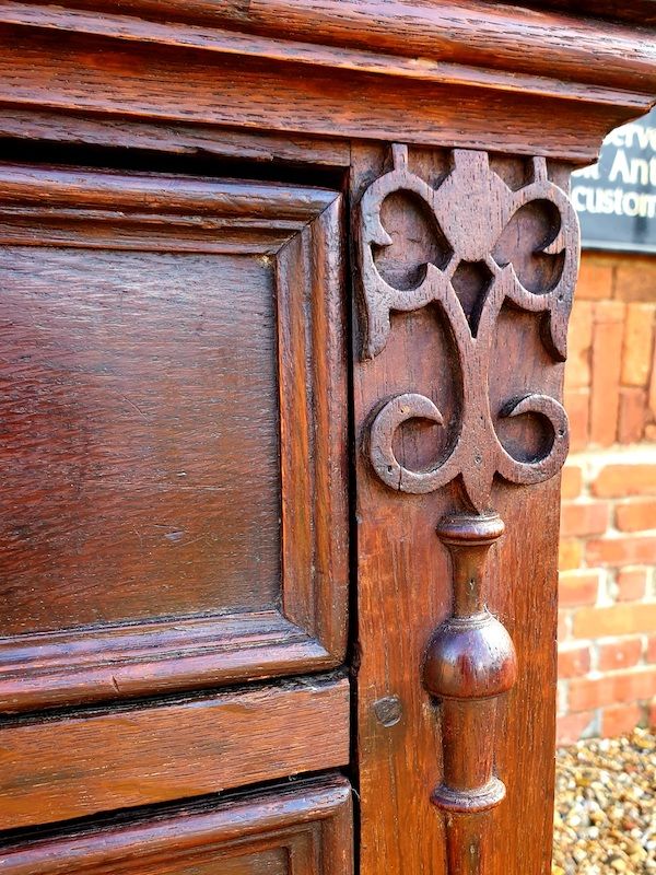 17th Century English Antique Oak Geometric Chest of Drawers, Circa 1680