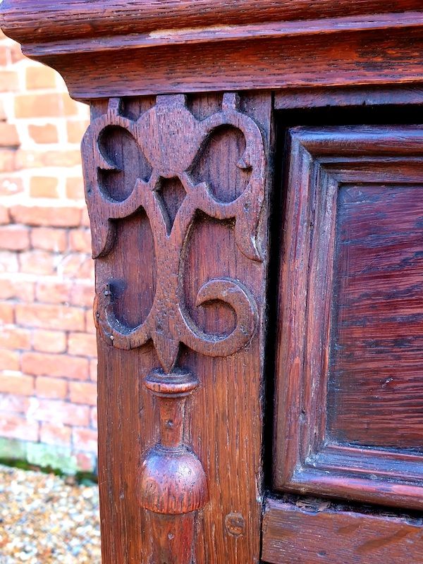 17th Century English Antique Oak Geometric Chest of Drawers, Circa 1680