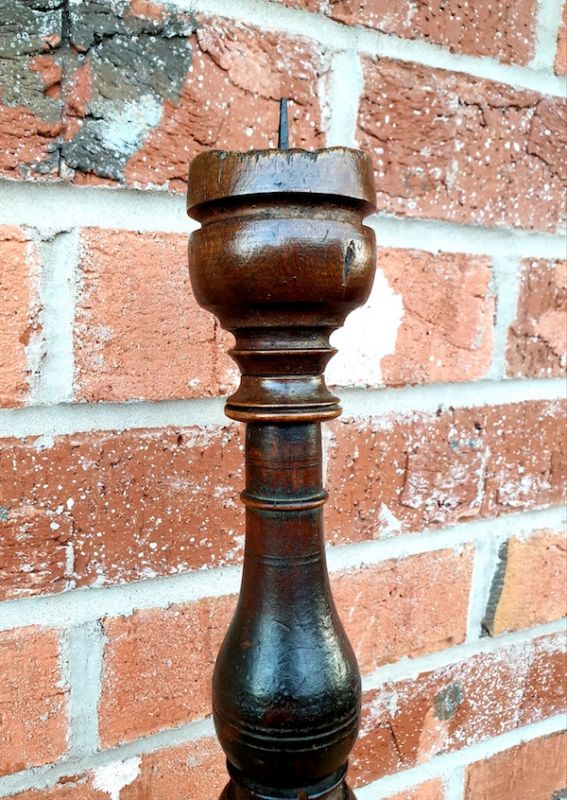 18th Century Continental Antique Treen Pricket Candlestick