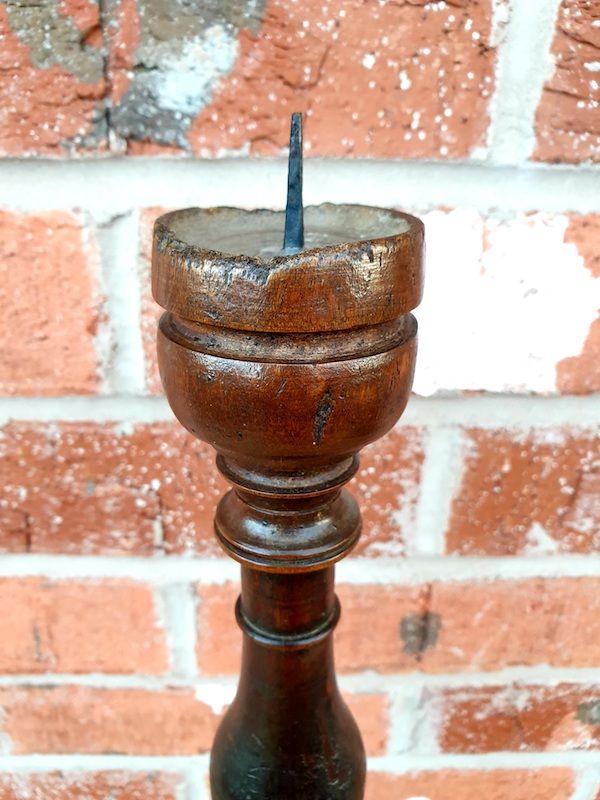 18th Century Continental Antique Treen Pricket Candlestick