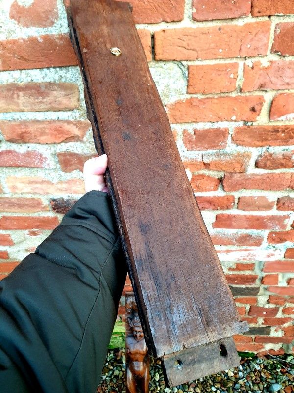 Large & Impressive 17th Century Antique Carved Oak Panel Depicting a Female Figure Holding a Cut Throat Razor