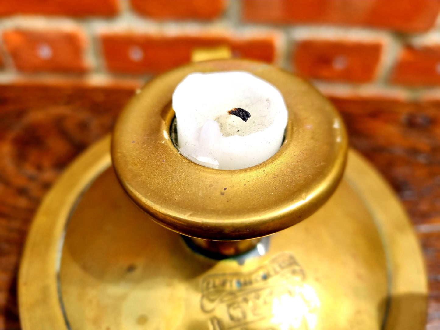 Mid 19th Century English Antique Brass Tinder Box Engraved With The Coat of Arms of Clifton College, Bristol, England