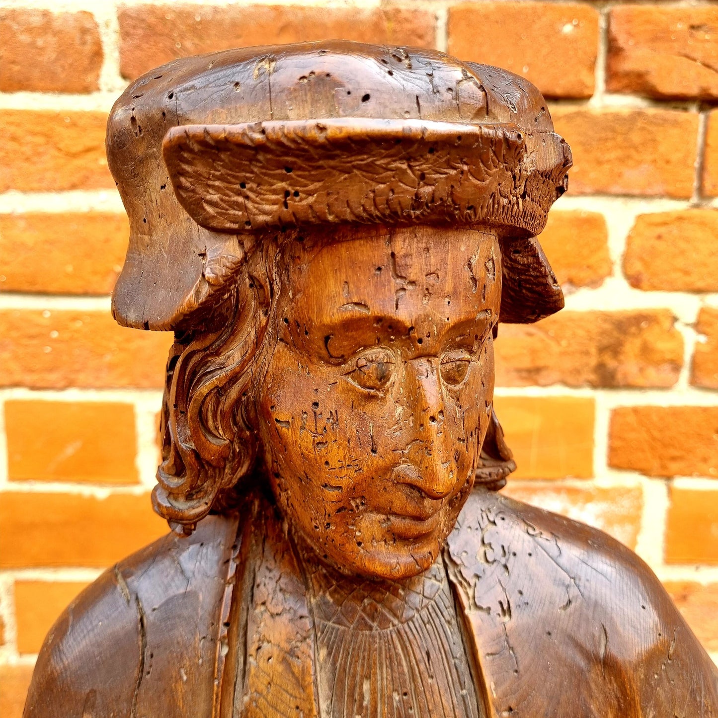 Large & Impressive Late 15th Century French Antique Carved Wood Sculpture of Saint Martin of Tours