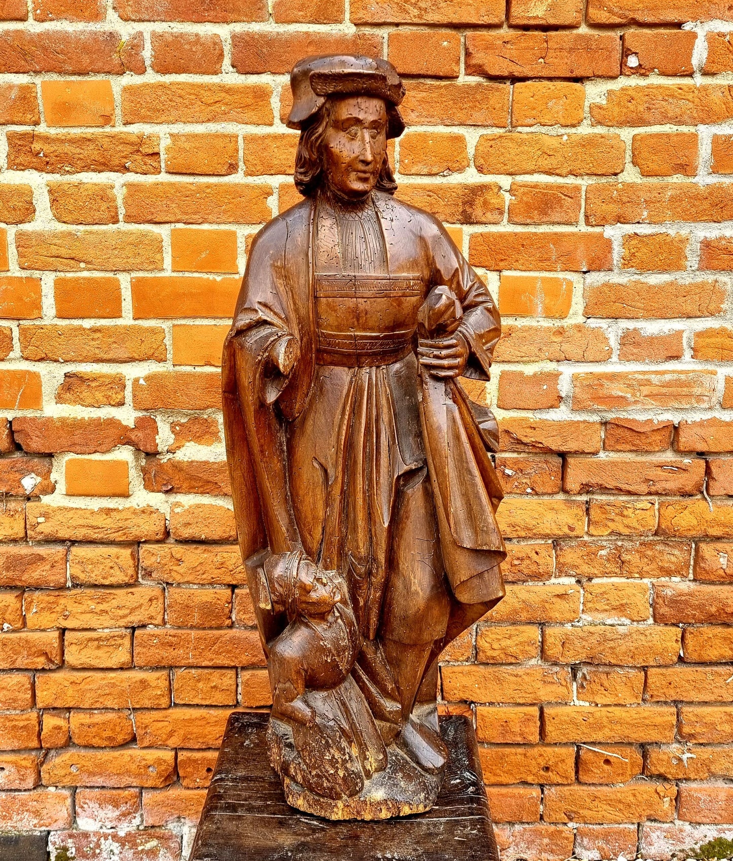 Large & Impressive Late 15th Century French Antique Carved Wood Sculpture of Saint Martin of Tours