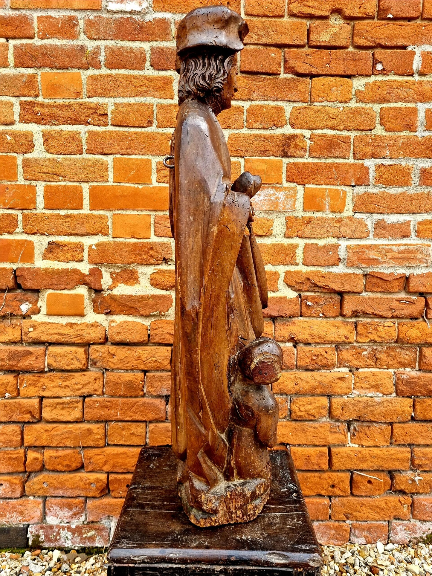 Large & Impressive Late 15th Century French Antique Carved Wood Sculpture of Saint Martin of Tours