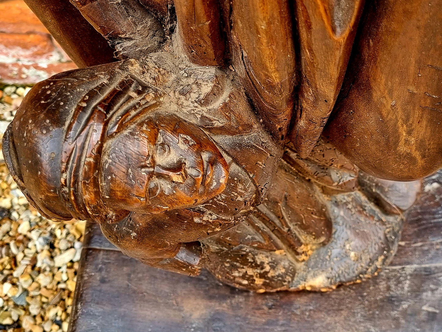 Large & Impressive Late 15th Century French Antique Carved Wood Sculpture of Saint Martin of Tours